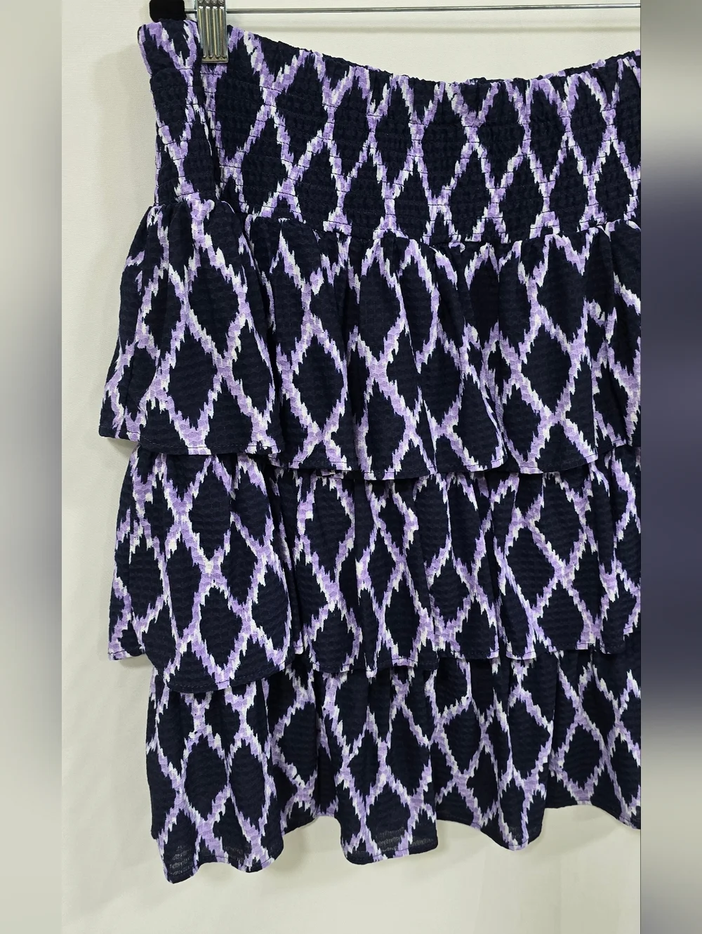 Michael Kors women plus size 2X Smock waist 3 Tie Ikat Skirt Layer boho - Picture 3 of 9